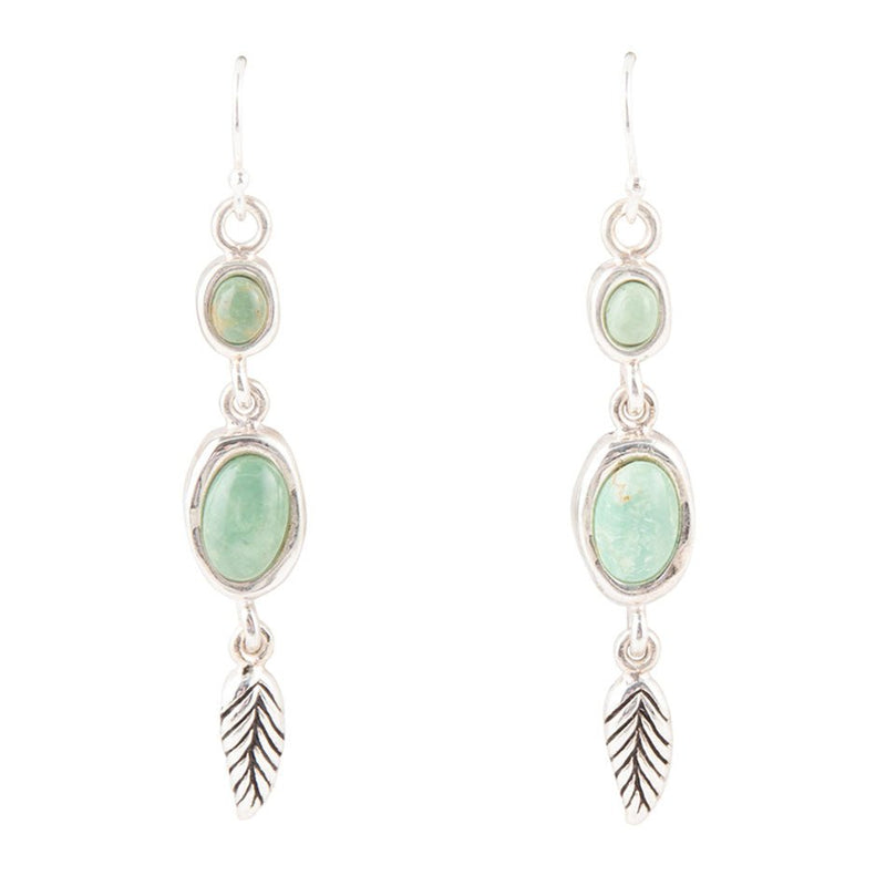 Splendor Turquoise Sterling Feather Earrings - Barse Jewelry