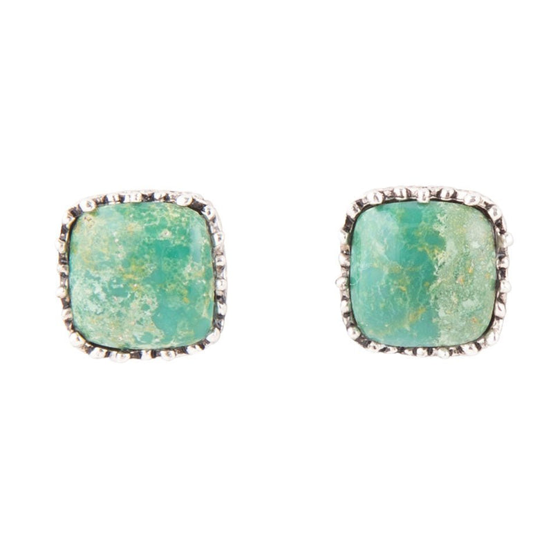 Squared Up Green Turquoise and Sterling Silver Stud Earrrings - Barse Jewelry