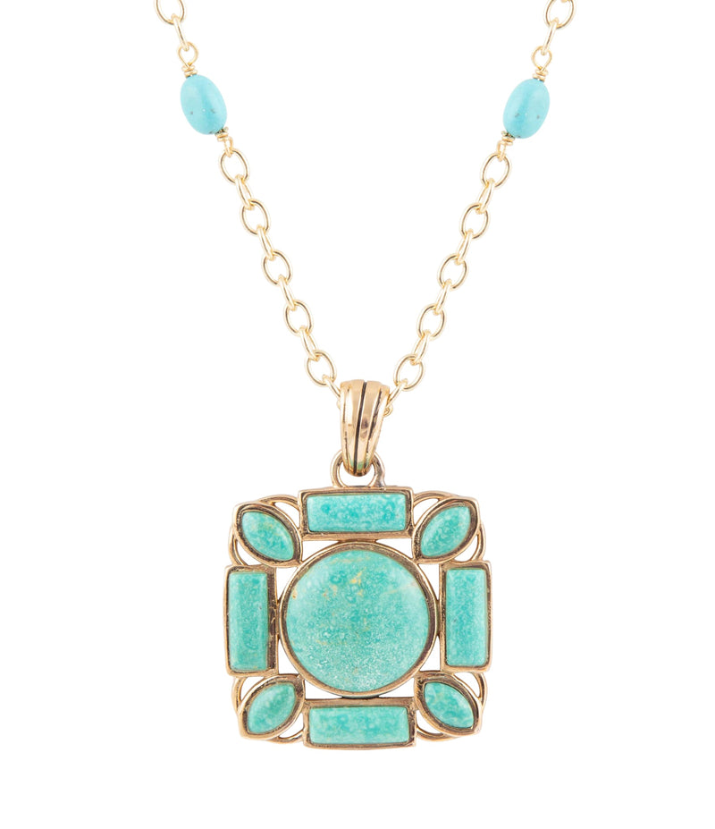 Squared Up Green Turquoise Pendant Necklace - Barse Jewelry