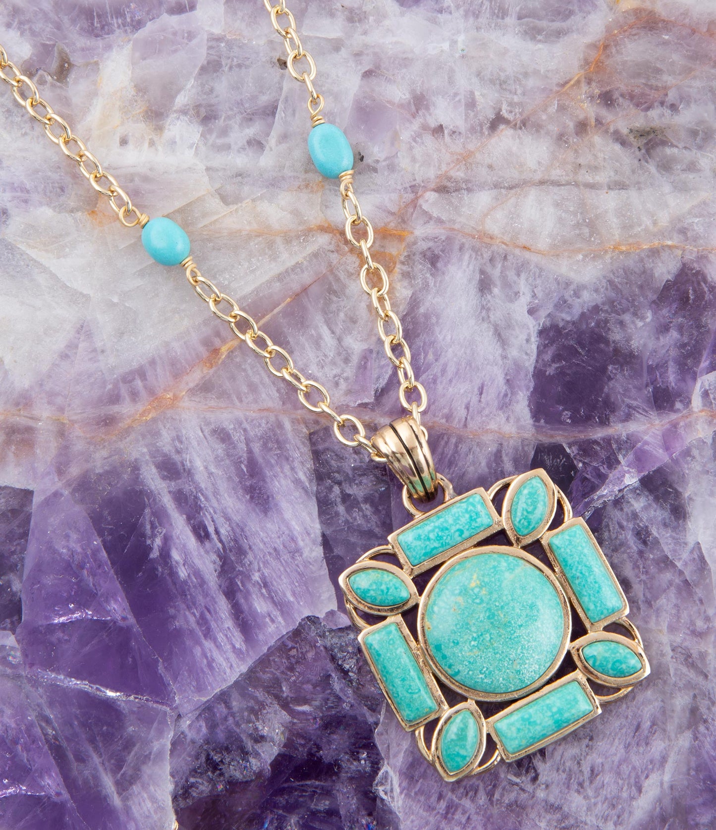 Squared Up Green Turquoise Pendant Necklace - Barse Jewelry