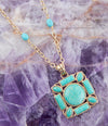 Squared Up Green Turquoise Pendant Necklace - Barse Jewelry