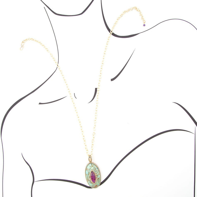 Stacked Stone Turquoise Pendant Necklace - Barse Jewelry