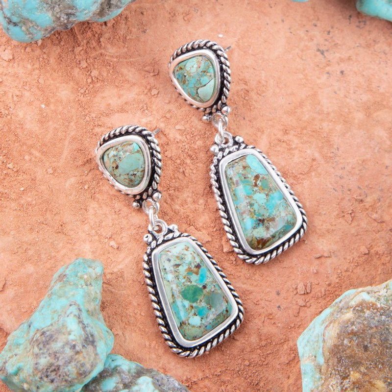 Statement Turquoise and Sterling Silver Roped Earrings - Barse Jewelry
