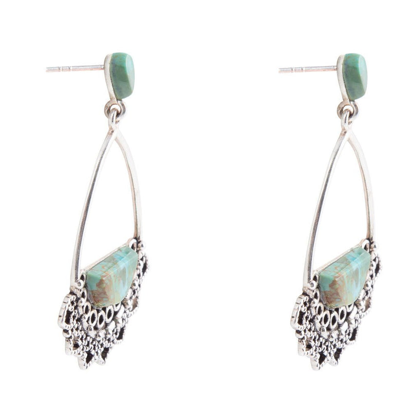 Sterling Lace and Turquoise Earrings - Barse Jewelry