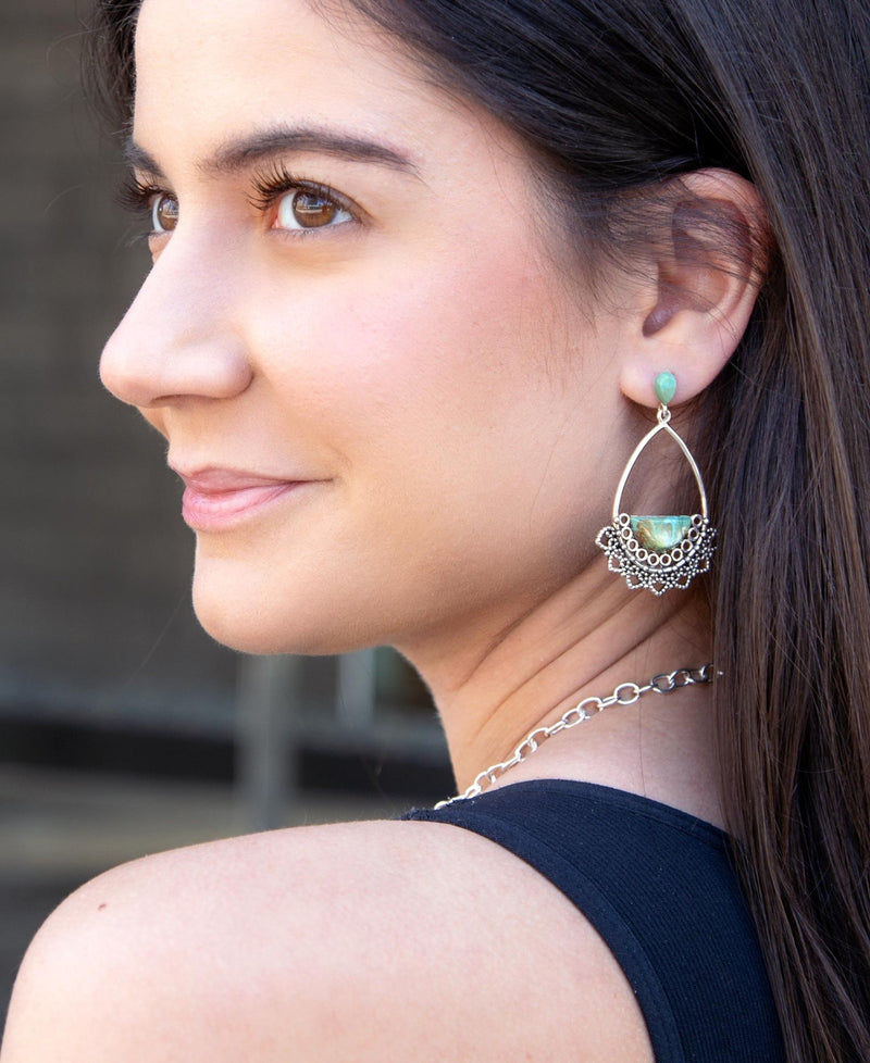 Sterling Lace and Turquoise Earrings - Barse Jewelry
