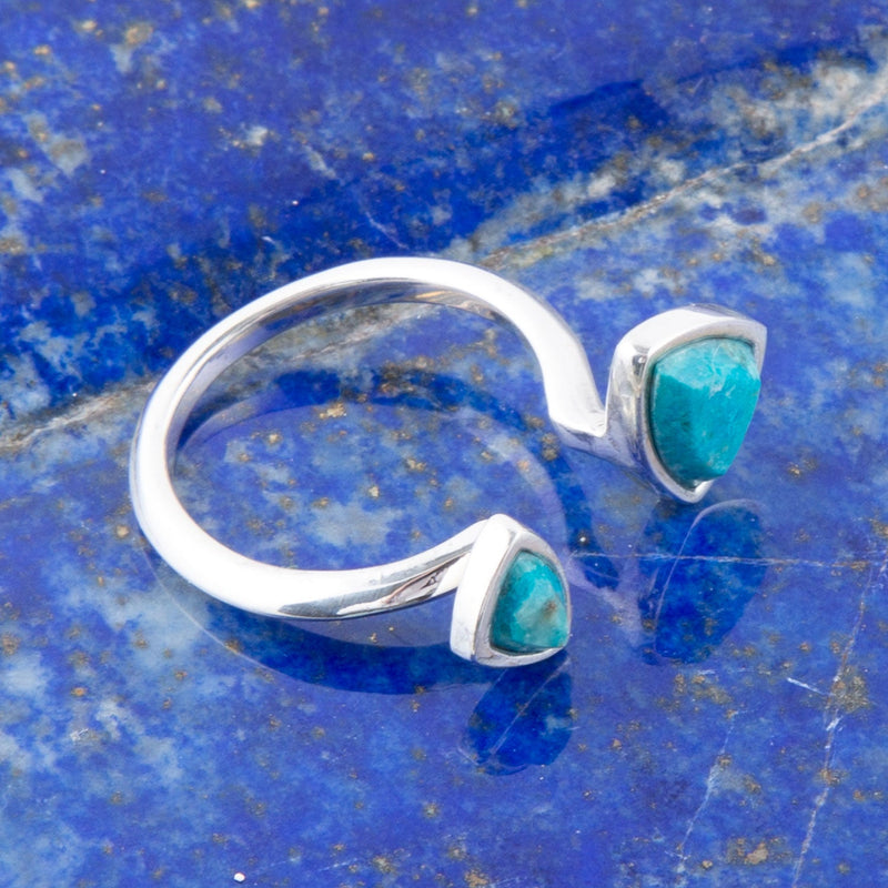 Sterling Silver and Chrysocolla Trident Ring - Barse Jewelry