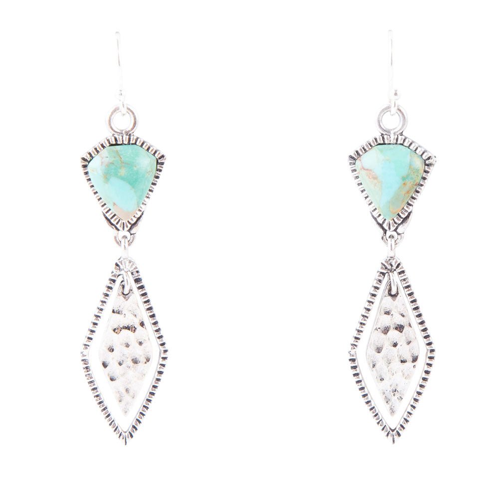 Sterling Silver and Turquoise Shield Drop Earrings - Barse Jewelry