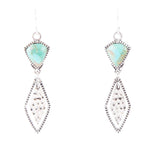 Sterling Silver and Turquoise Shield Drop Earrings - Barse Jewelry