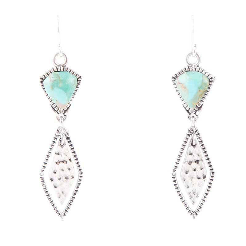 Sterling Silver and Turquoise Shield Drop Earrings - Barse Jewelry