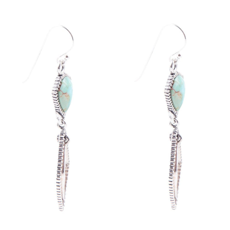 Sterling Silver and Turquoise Shield Drop Earrings - Barse Jewelry