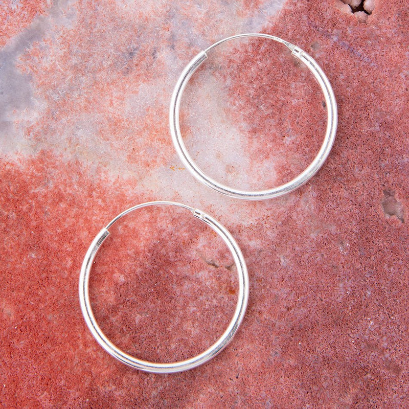 Sterling Silver Hoop earrings - 30mm - Barse Jewelry