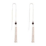 Sterling Silver Onyx and Chain Threader Earring - Barse Jewelry