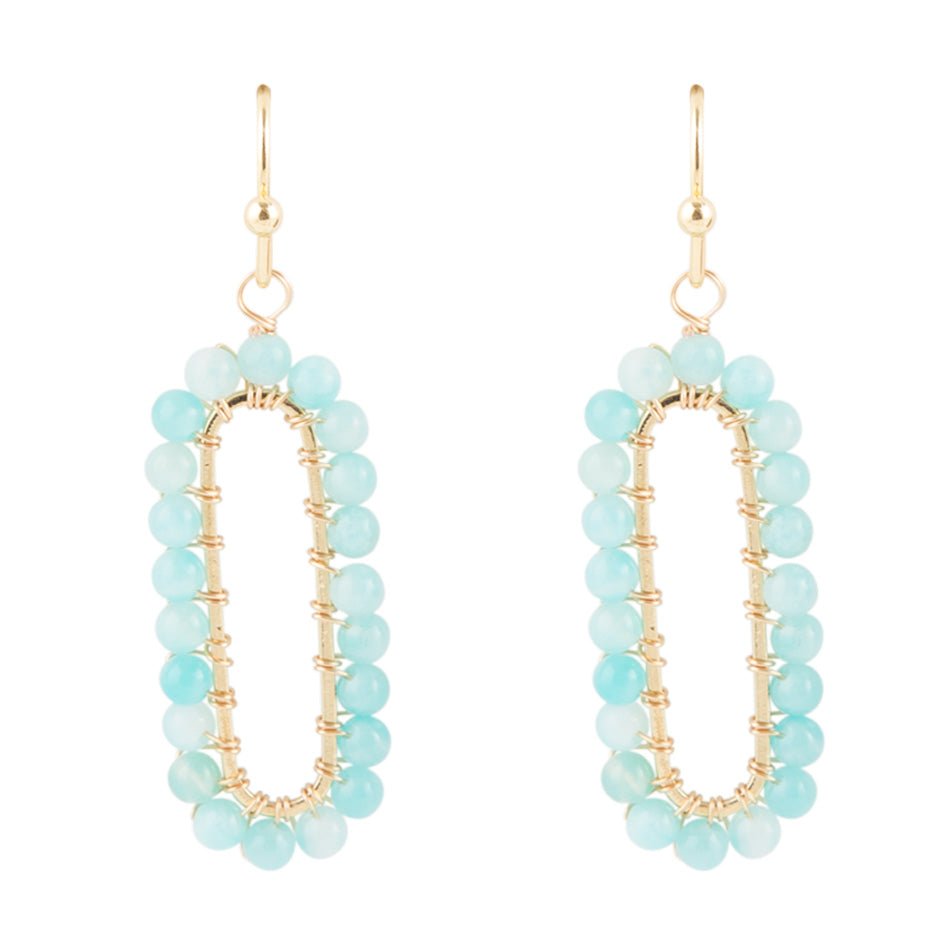 Teal Agate Endless Loop Earrings - Barse Jewelry