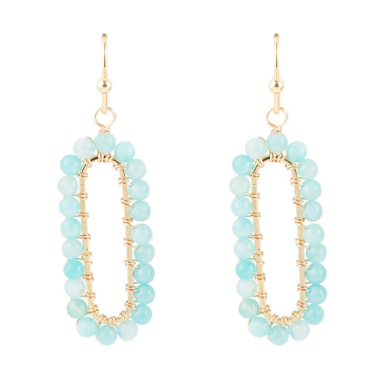 Teal Agate Endless Loop Earrings