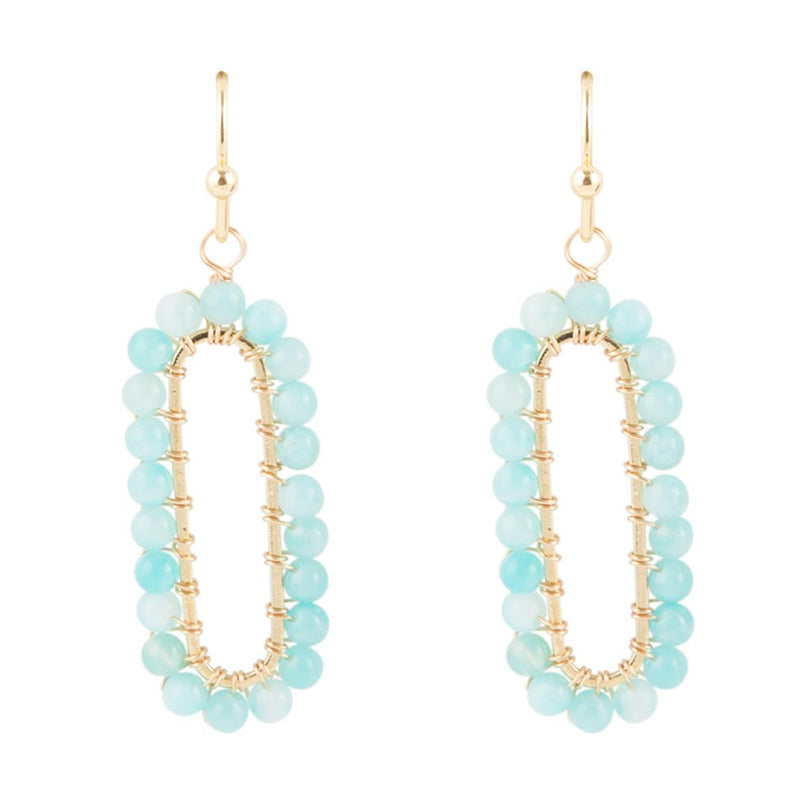 Teal Agate Endless Loop Earrings - Barse Jewelry