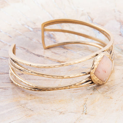 Terra Peach Moonstone and Bronze Cuff Bracelet - Barse Jewelry