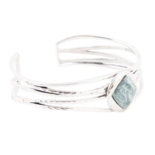 Terra Green Seraphinite and Sterling Silver Cuff Bracelet