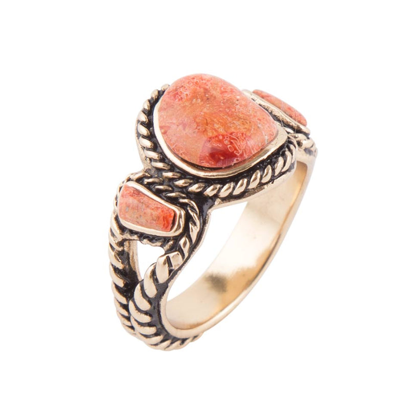 Buy Contrasting Clustered Orange And Blue Stone Ring Online
