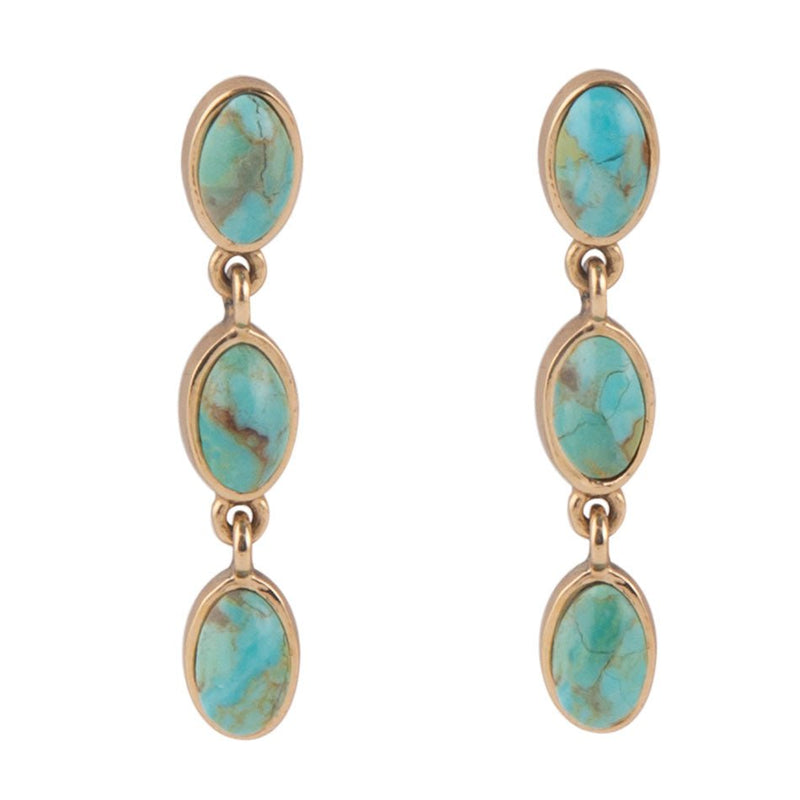 Three Times the Turquoise Drop Earrings - Barse Jewelry