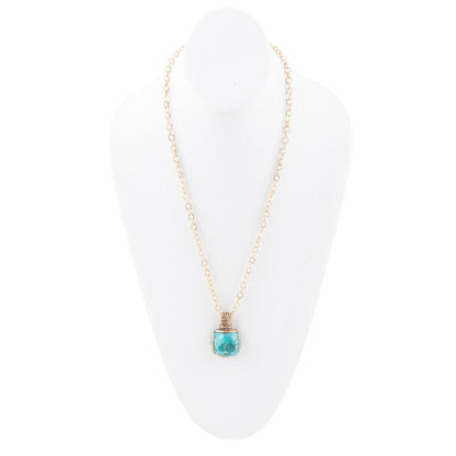 Three Turquoise Stone Necklace - Barse Jewelry