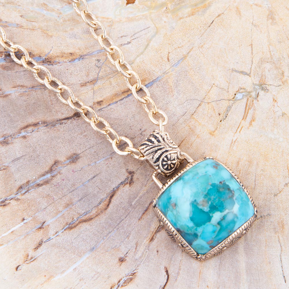 Three Turquoise Stone Necklace - Barse Jewelry