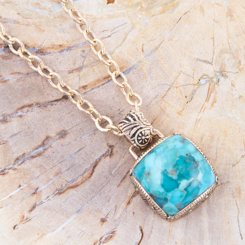 Three Turquoise Stone Necklace - Barse Jewelry