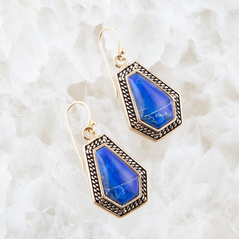 Trapezoid Tile Lapis Earrings - Barse Jewelry