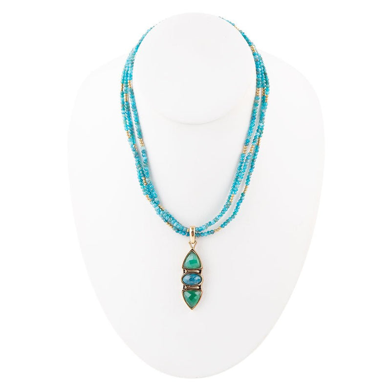 Tri-Stone Apatite Necklace - Barse Jewelry