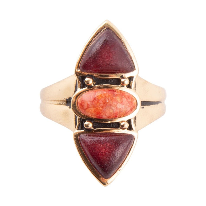 Tri-Stone Bordeaux Quartz Ring - Barse Jewelry