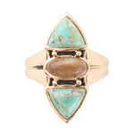 Tri-Stone Turquoise and Golden Labradorite Ring - Barse Jewelry