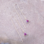 Triangle Threader Purple Turquoise and Sterling Silver Earrings - Barse Jewelry