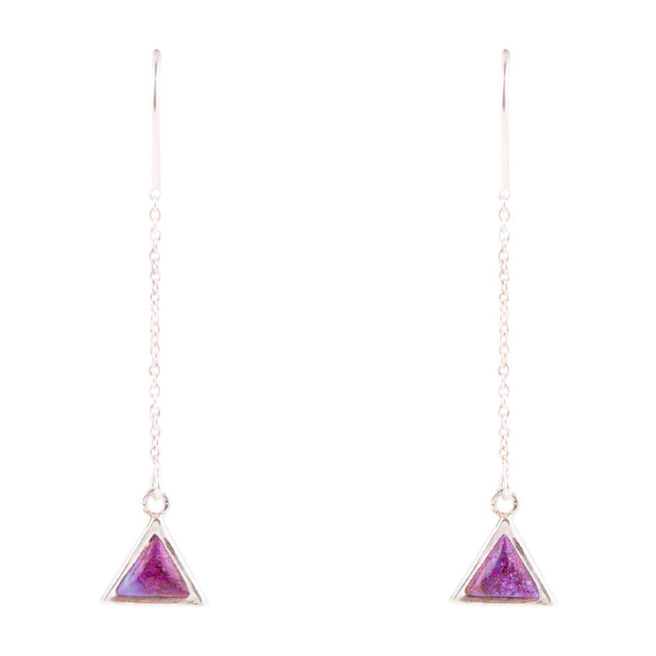 Triangle Threader Purple Turquoise and Sterling Silver Earrings - Barse Jewelry