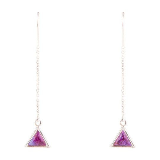 Triangle Threader Purple Turquoise and Sterling Silver Earrings