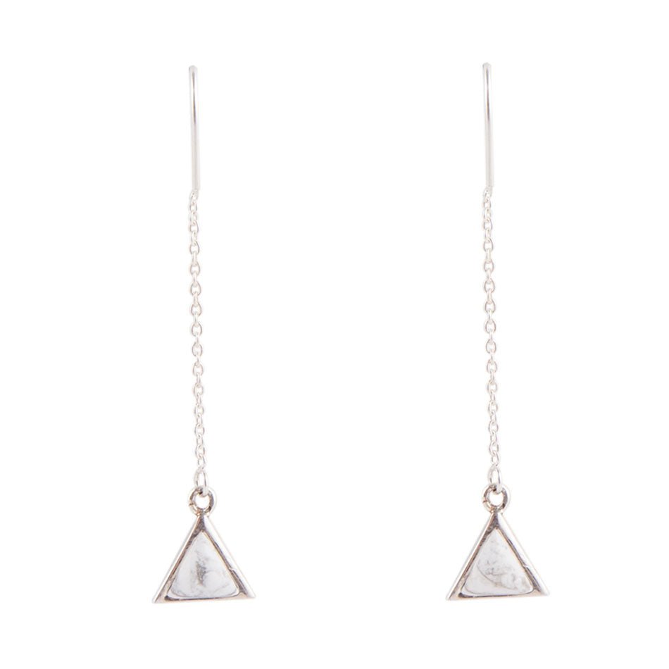 Triangle Threader White Howlite and Sterling Silver Earrings - Barse Jewelry
