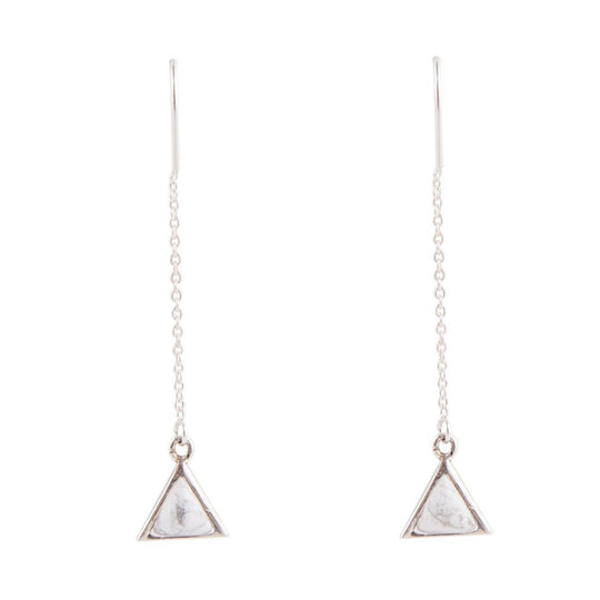 Triangle Threader White Howlite and Sterling Silver Earrings