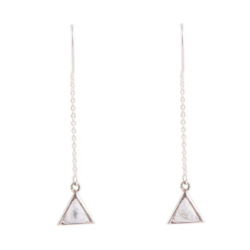 Triangle Threader White Howlite and Sterling Silver Earrings - Barse Jewelry