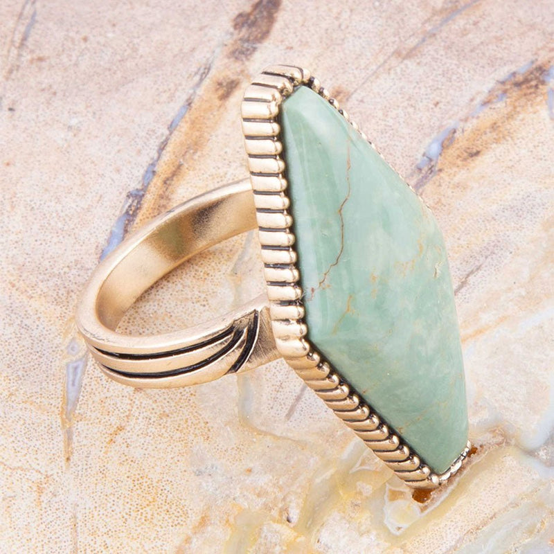 Trillion Green Turquoise Ring - Barse Jewelry
