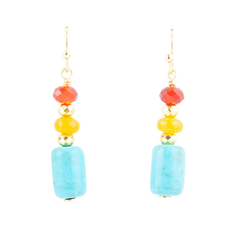 Triple Drop Magnesite and Jade Earrings - Barse Jewelry