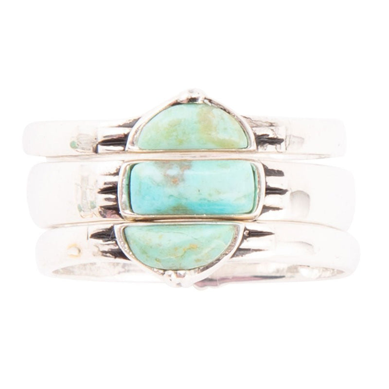 Triple Stack Shaped Turquoise and Sterling Silver Ring Set - Barse Jewelry