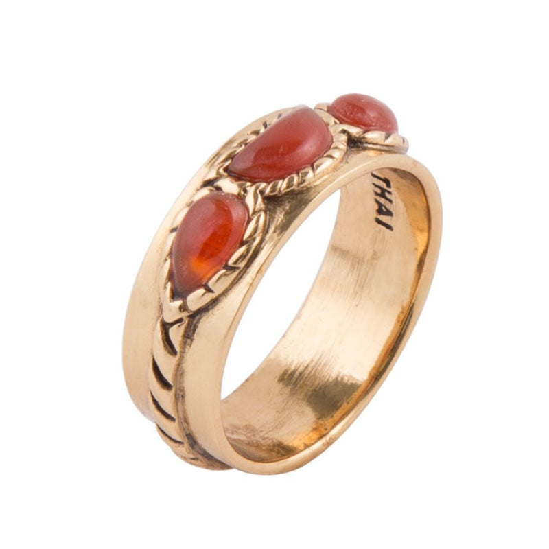Triple Stone Simplicity Ring- Carnelian and Bronze - Barse Jewelry