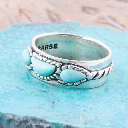 Triple Stone Simplicity Turquoise and Sterling Silver Ring - Barse Jewelry