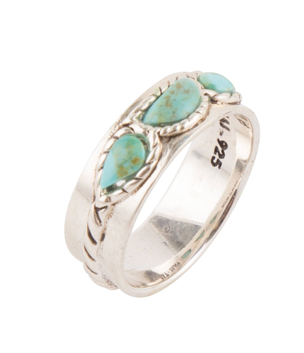 Triple Stone Simplicity Turquoise and Sterling Silver Ring - Barse Jewelry