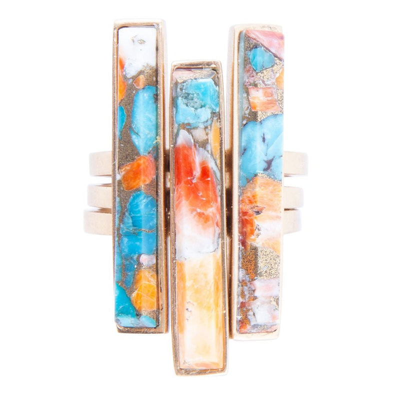 Triple Threat Turquoise Matrix Ring Set - Barse Jewelry