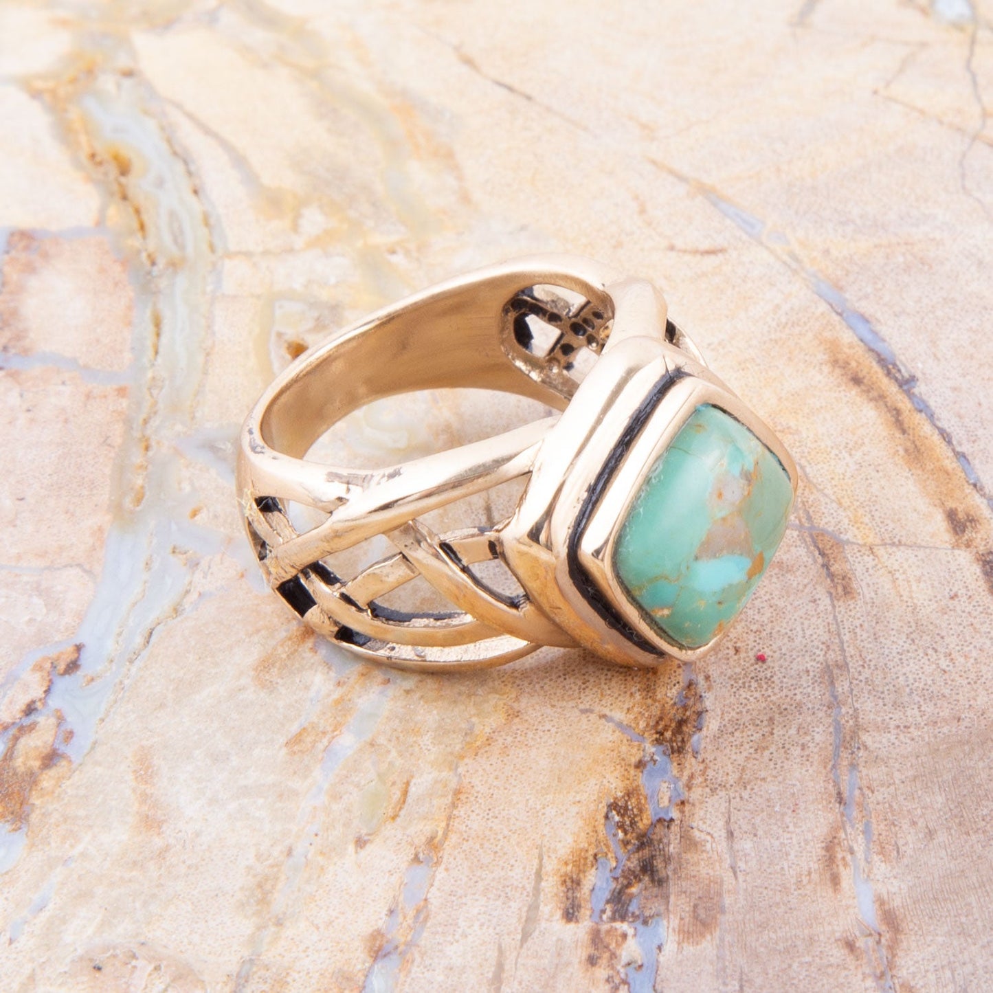 Turquoise and Bronze Cut Out Ring - Barse Jewelry