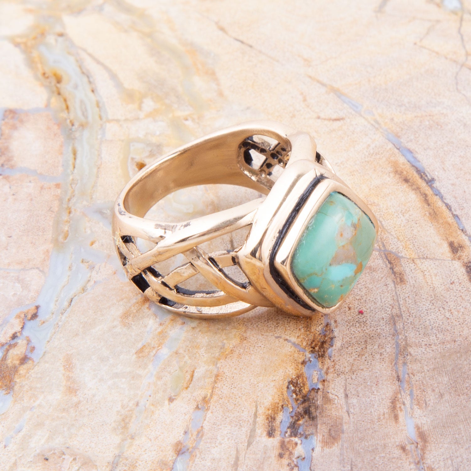 Turquoise and Bronze Cut Out Ring - Barse Jewelry