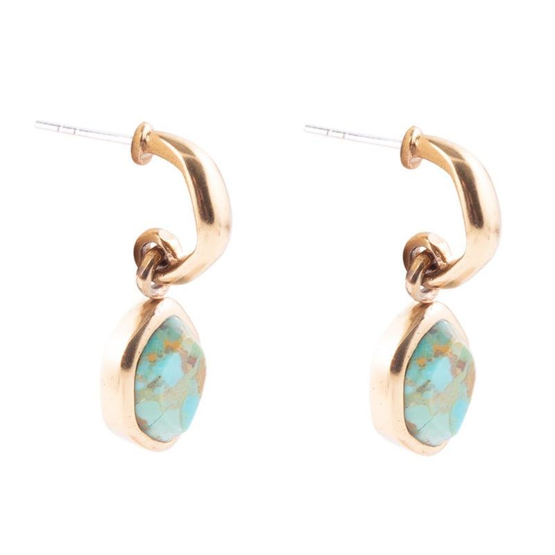Turquoise and Bronze Half Hoop Earrings - Barse Jewelry