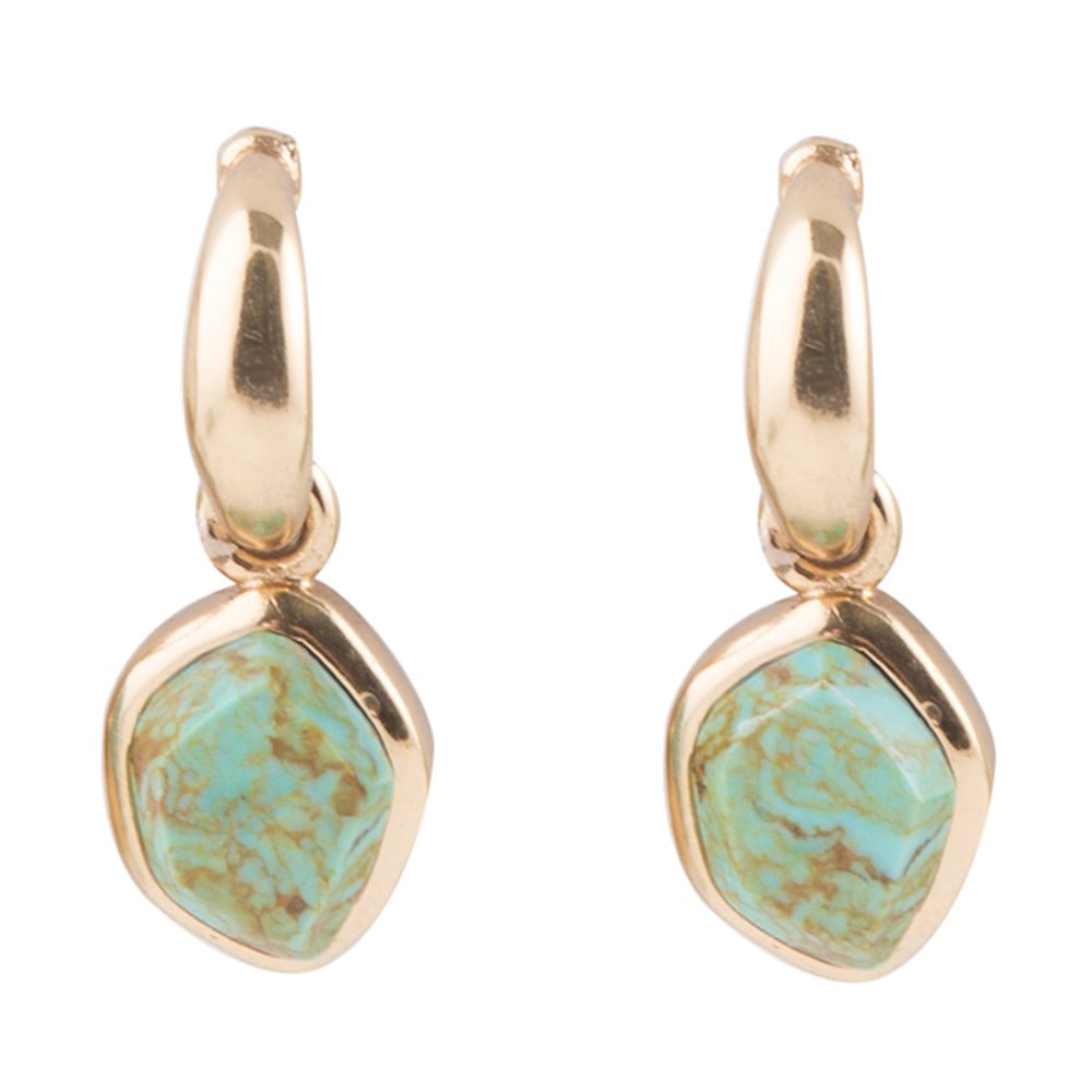 Turquoise and Bronze Half Hoop Earrings - Barse Jewelry