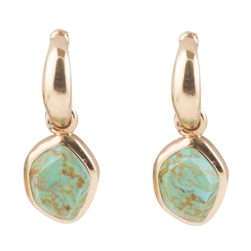 Turquoise and Bronze Half Hoop Earrings - Barse Jewelry