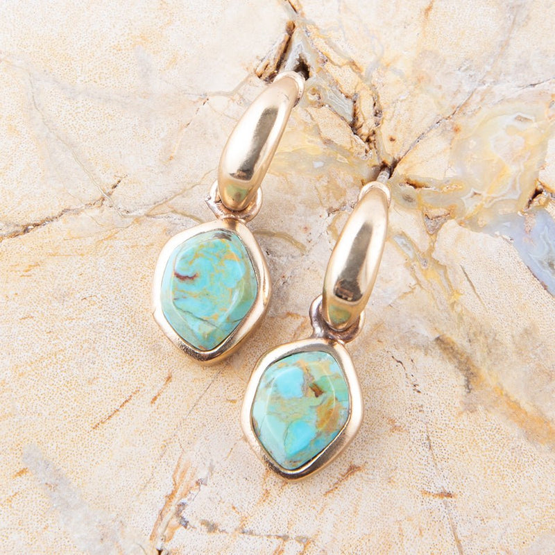 Turquoise and Bronze Half Hoop Earrings - Barse Jewelry