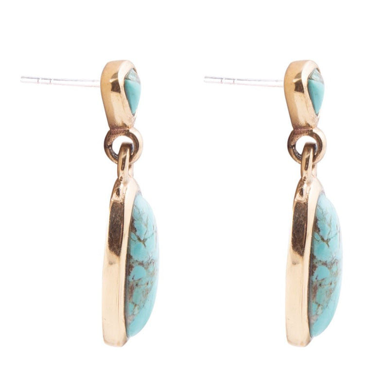 Turquoise and Bronze Oval Post Earrings - Barse Jewelry